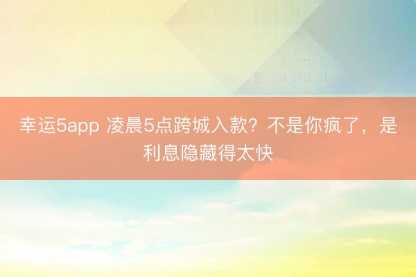 幸运5app 凌晨5点跨城入款?不是你疯了,是利息隐藏得太快