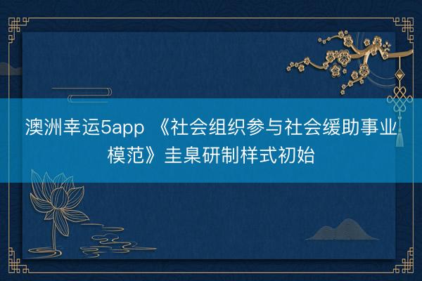 澳洲幸运5app 《社会组织参与社会缓助事业模范》圭臬研制样式初始