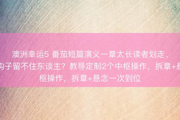 澳洲幸运5 番茄短篇演义一章太长读者划走、章节赶走没钩子留不住东谈主?教导定制2个中枢操作,拆章+悬念一次到位