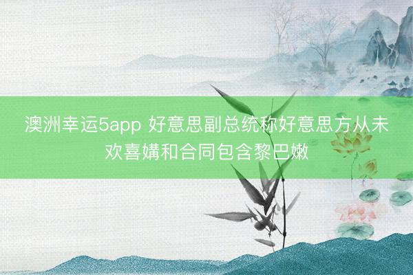 澳洲幸运5app 好意思副总统称好意思方从未欢喜媾和合同包含黎巴嫩