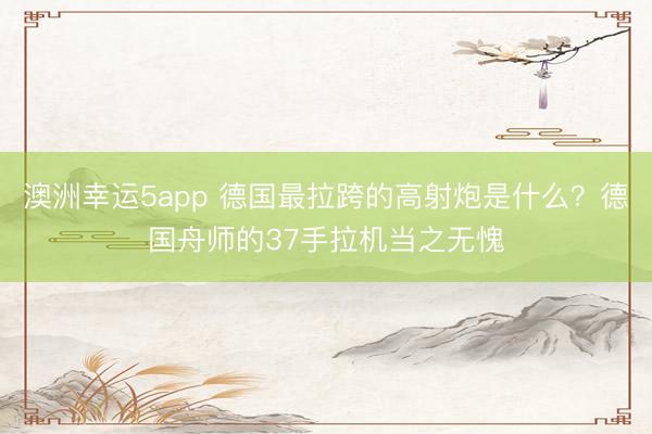 澳洲幸运5app 德国最拉跨的高射炮是什么？德国舟师的37手拉机当之无愧