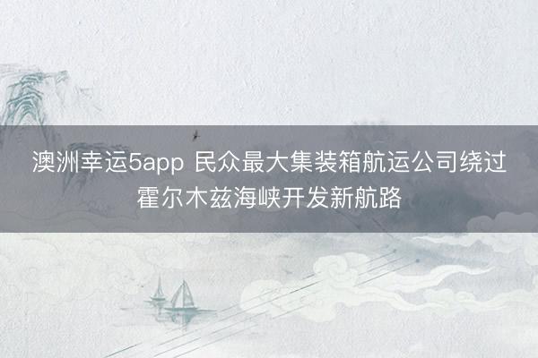 澳洲幸运5app 民众最大集装箱航运公司绕过霍尔木兹海峡开发新航路