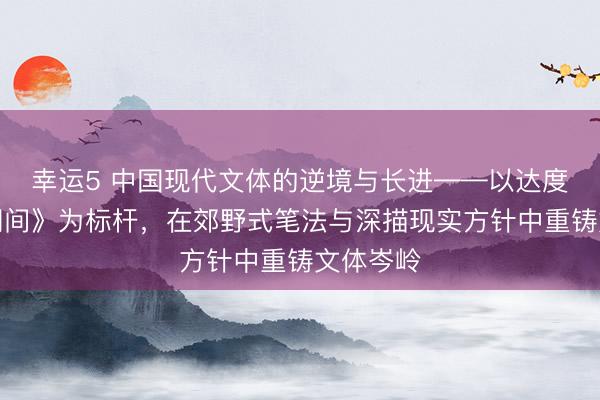 幸运5 中国现代文体的逆境与长进——以达度《艰辛期间》为标杆，在郊野式笔法与深描现实方针中重铸文体岑岭